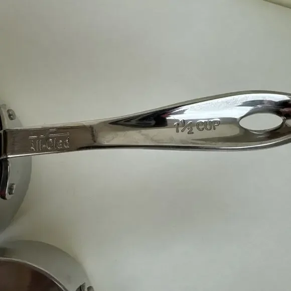All-Clad Stainless Steel 3 piece Measuring Cup Set 1 -1/2, 3/4, 2/3 cup - Picture 5 of 13